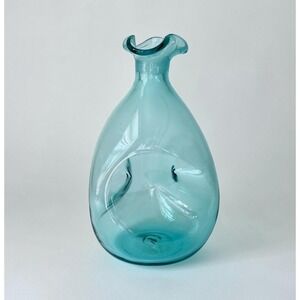 VINTAGE BLENKO ART GLASS #49 PINCHED Blue Vase Decanter WINSLOW ANDERSON MCM